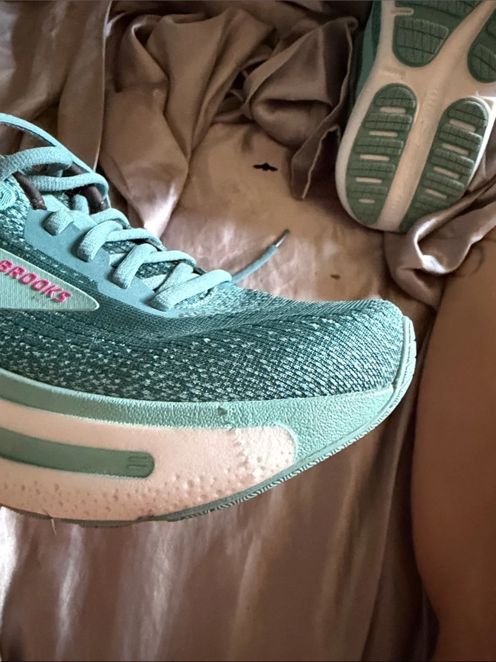 Brooks Women's Teal Running Sneakers with Pink Accents